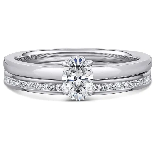 Platinum Diamond Oval Bridal Set - Aster